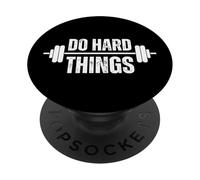 Do Hard Things Workout Motivation Fitness barbell gym PopSockets Adhesive PopGrip
