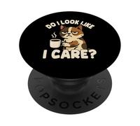 Do I Look Like I Care Cat Coffee Lover PopSockets Adhesive PopGrip