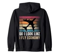 Do I Look Like I Fly Economy,Funny Travel Airplane Aviation Zip Hoodie