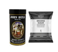 DO IT AT HOME DIAH John Bull Irish Stout 1.8kg Brewkit with 1kg Handcraft Supplies Brewing Sugar - DIY Beer Set for 32 Pints of Smooth Dark Stout - Cleaner Tasting Results with Dextrose (18L)