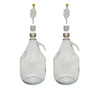 Do It At Home DIAH Set 2 x 3L Glass Demijohn Carboys with Handles - Complete Small Batch Fermentation Jug Set with Airlocks, Rubber Bungs & Screw Caps for DIY Winemaking, Mead & Cider