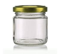 DO IT AT HOME Glass Jar with Gold Lid - Set of 8 x 212 ml - for Food Storage Preserving Canning Jams Honey Mason Jars