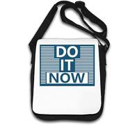 Do It Now Start Today Blue Graphic Shoulder Bag White