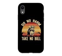 DO NO HARM TAKE NO BULL Funny Sunset Highland Cattle Meme Case for iPhone XR
