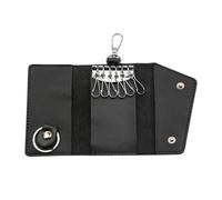 Do not Apply Small Leather Wallet Keychain Bag, Key Cases, Key Holder with Hanging Buckle Hooks for Men Women Keys Cards (Black)