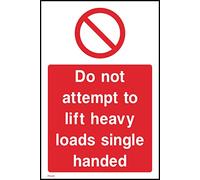 Do Not Attempt To Lift Heavy Loads Single Handed Sign - 75mm x 100mm - Self Adhesive Sticker (PG49)