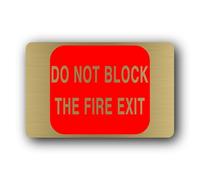 Do Not Block Fire Exit Sign - 14.0x9.0cm Brushed Aluminium