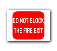 Do Not Block Fire Exit Sign - 19.0x14.0cm Brushed Aluminium