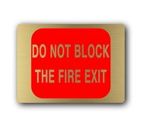 Do Not Block Fire Exit Sign - 19.0x14.0cm Brushed Aluminium