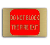 Do Not Block Fire Exit Sign - 29.0x19.0cm Brushed Aluminium