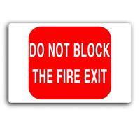 Do Not Block Fire Exit Sign - 29.0x19.0cm Brushed Aluminium