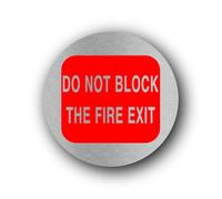 Do Not Block Fire Exit Sign - 9.5x9.5cm Brushed Aluminium
