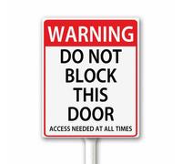 Do Not Block This Door Sign, Access Needed At All Times, No Parking Here Sign, Door Warning Signs for Yard Garden Fence With Stake 12x15 CM Sturdy Aluminum Rust Free