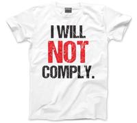 Do Not Comply T-Shirt - I Will Not Comply Tshirt Distressed Look UK Digital ID Government Labour Starmer Tee Non Conform - XL White