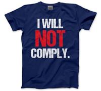 Do Not Comply T-Shirt - I Will Not Comply Tshirt Distressed Look UK Digital ID Government Labour Starmer Tee Non Conform - XL Navy