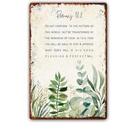 Do Not Conform To The Pattern Of This World, Romans 12:2 Metal Tin Sign Bible Verses Wall Decor Scripture Wall Art Decorative Paintings Wall Art For Kitchen Decorations Metal Tin Sign 12"x16"