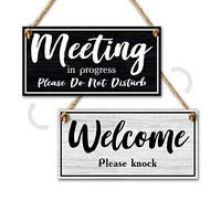 Do Not Disturb Door Hanger Sign - 10 x 5 inches DS Dibond Meeting In Progress Door Sign