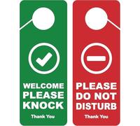 Do Not Disturb Door Hanger Sign, 2 Pack Double Sided, Red and Green, "Please Do Not Disturb" and "Welcome Please Knock". Ideal for Office Home Clinic Dorm Online Class Video Call and Meeting Sessions.