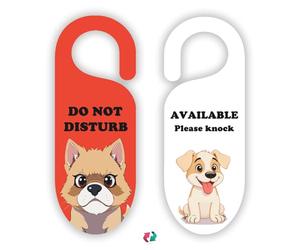 Do Not Disturb Door Hanger Sign 2Pack Door Signs with Puppy Theme Design for Business Office Home Therapists Clinic Dorm Online Class and Meeting Sessions Made of PVC.