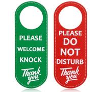 Do Not Disturb Door Hanger Sign, 2PCS Meeting Room Door Hanger Tags Label, Please Do Not Disturb, Welcome Please Knock, Door Knob Privacy Sign, Ideal for Office, Home, Clinic, Hotel (Red+Green)