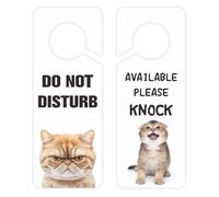 Do Not Disturb Door Hanger Sign for Office, 2Pack PVC Double-sided Cute Funny Cat Please Knock Door Signs, Ideal for Home, Offices, Bathroom, Bedroom, Online Sessions, Meetings and Classes, Therapists
