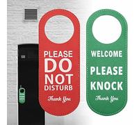 Do Not Disturb Door Hanger Sign (Green/Red Double Sided) Please Do Not Disturb on Front and Welcome Please Knock on Back Side, Ideal for Office Home Clinic Dorm Online Class and Meeting Session