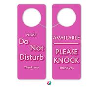 Do Not Disturb Door Hanger Sign,Pink Color-2 Pack Business Office Door Sign, "Do Not Disturb" on Front and "Available- Please Knock" at Back Side- Ideal for Office Home Therapists Clinic Dorm Online
