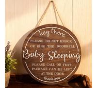 Do Not Disturb Door Sign, Baby Sleeping Sign, Wooden Hanger DWUENT Modern Rustic Style for Nursery & Front Door, 20x20cm, 1 Pack