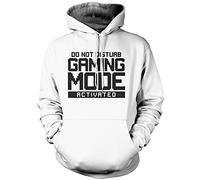 Do Not Disturb Gaming Mode Activated Unisex Adults and Kids Hoodie - Gamer Console Teen Online Games Addict L White