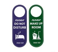 Do Not Disturb Hotel Instruction Sign, PU Leather Door Knob Privacy Sign, For Offices, Home, Meeting, Hotel, Purple And Green
