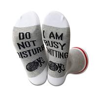 Do Not Disturb I Am Busy Knitting Novelty Socks Funny Knitting Gift For Mom Grandma Knitting Lovers Gifts (Grey-Knit)