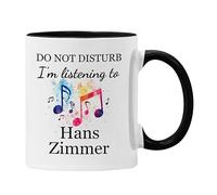 Do Not Disturb I’m Listening to Hans Zimmer Mug or Coaster - Soundtrack Fan, Film Score - Composer Gifts - 11oz Ceramic - Dishwasher Safe - Handmade UK (Black mug)