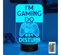 Do Not Disturb I'm Gaming Night Light,Gamepad Graphic Video Games Gamer Gift Funny 3D Illusion Lamp 16 Colors Changing Touch & Remote Control for Men Teenagers and Kids