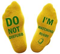DO NOT DISTURB,I'M WATCHING RUGBY Socks,Letter Print Slipper Socks,Novelty Funny Sayings Cotton Socks For Men Women (Yellow)