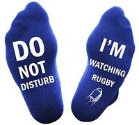 DO NOT DISTURB,I'M WATCHING RUGBY Socks,Letter Print Slipper Socks,Novelty Funny Sayings Cotton Socks For Men Women (Blue)