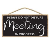 Do Not Disturb Meeting in Progress Door Sign - In a Meeting Door Sign for Office Door - Home Office Meeting Sign 5 x 10 inches