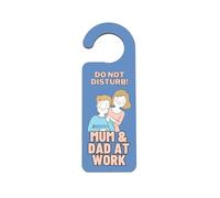 'Do Not Disturb! Mum and Dad at Work' Novelty Door Handle Hanger, Idea for Parents & Families (doorh-ha23-mumdadwork)