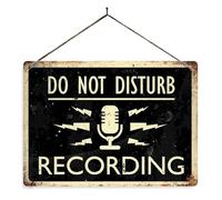 Do not Disturb, recording - BLACK. Small metal sign with 4 corner holes. Streamer Podcast Musician