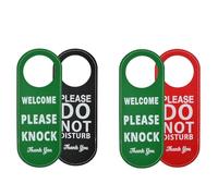 Do Not Disturb Sign - 2 Pack PU Leather Please Knock Door Hanger Signs, Red Double Sided Privacy Sign Easy to Hang Door Knob Sign for Home, Office, Hotel & Meeting Rooms, Easy Installation