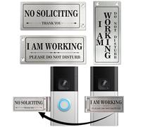 Do Not Disturb Sign for Doorbell - Rotatable No Soliciting Doorbell Cover. Metal sign for front door/house. Easy to install. Great gift for dog owners and exhausted moms with sleeping babies (Silver
