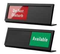 Do Not Disturb Sign for Office, Office Desk Signs with Slider, Acrylic Office Privacy Sign, Slider Desktop Sign, 9.75" x 3", Frosted Black Office Status Sign for Desk