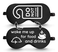 Do Not Disturb/Wake Me Up Double-Sided Silk Sleep Mask for Women/Men | Black Silk Sleep Mask Light Blocking | Soft Breathable Sleep Eye Mask for Traveling on Airplane | Eye Mask with Elastic Strap