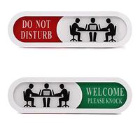 Do Not Disturb Welcome Please Knock Sign(2pack),Privacy Sign for Home Office Hotles Hospital Conference Room,Slider Door sign (Tells Whether Room Vacant or Occupied), 6.69'' x 1.96''