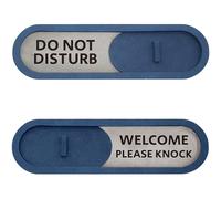 Do not Disturb Welcome Please Knock Sign - Privacy Slide (Blue) Text