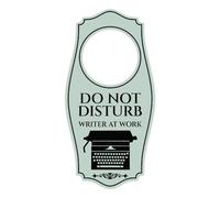 Do Not Disturb Writer At Work Door Hanger | House or Business Door Sign - Light Grey, 4" x 8"