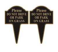 Do not Drive or Park on Grass Sign, Double Sided 2-Pack 12”x18” Stay Off Grass Sign with Integrated Stake Rust-free Aluminum Yard Sign Easy Install for Outdoor Use