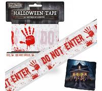 DO NOT ENTER Halloween Caution Tape 6.1Mx7cm, Scary Warning Banner for Haunted House, Party Entrance, Yard Fence & Workplace Danger Theme Décor