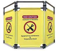 Do Not Enter-Signs Yellow Engineering Repairs Caution - Sign 3 Panels Safety Barriers 3.2 FT Foldable Safety Barricade Heavy Duty PVC Frame Security Sign