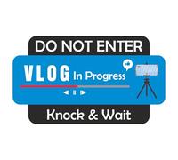 DO NOT ENTER - VLOG In Progress - Blue and Black Kids Bedroom Door Sign