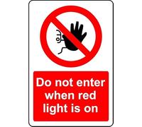 Do not Enter When red Light is on Safety Sign - 1mm Plastic Sign (400mm x 300mm)